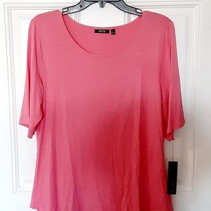 APT.9 Wish Pink Elbow Sleeve Scoop Neck Top Large